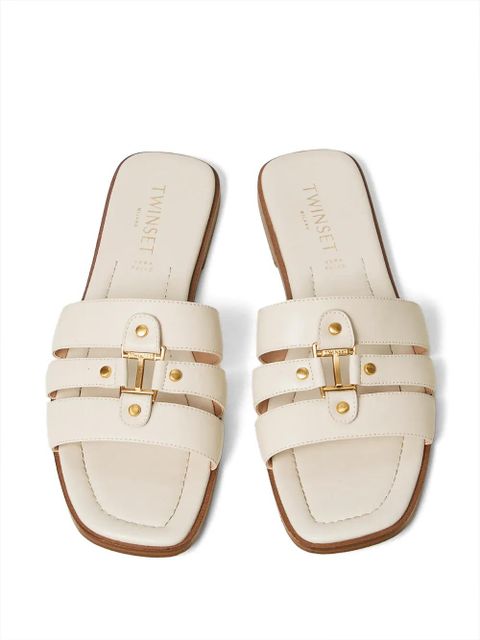 TWINSET logo-detail leather sandals - Neutrals