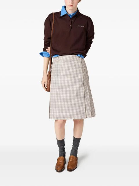 Miu Miu wool long-sleeve polo shirt - Brown - zdjęcie produktu nr 2