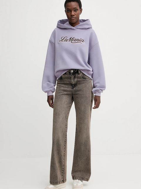 La Mania bluza LUMA damska kolor fioletowy z kapturem z aplikacją LUMA - zdjęcie produktu nr 2