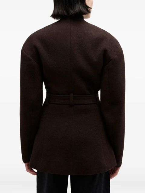 GANNI belted single-breasted jacket - Brown