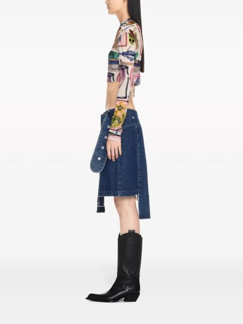 Off-White pleated asymmetric denim skirt - Blue