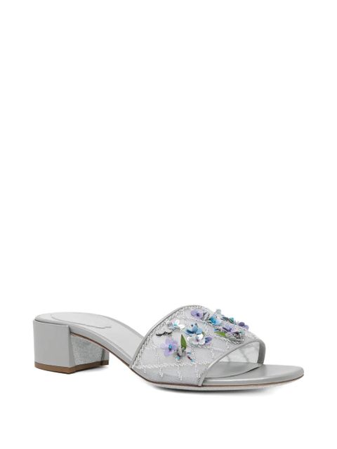 René Caovilla 40mm floral-appliqué sandals - Silver - zdjęcie produktu nr 2