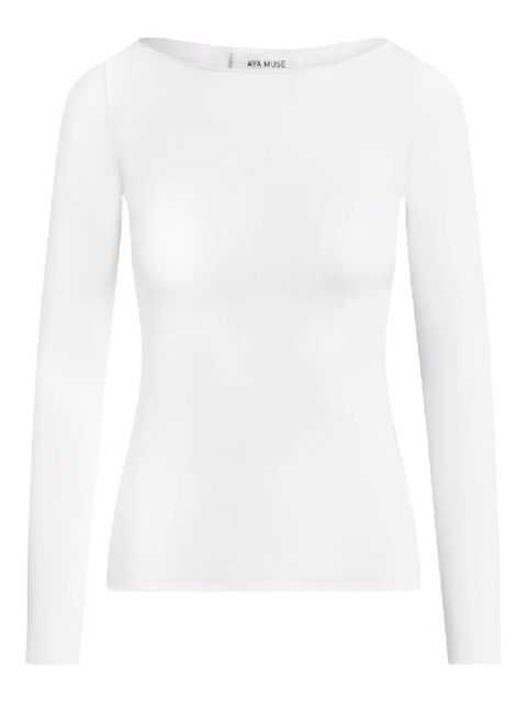 Aya Muse long-sleeve boat-neck top - White - zdjęcie produktu nr 1