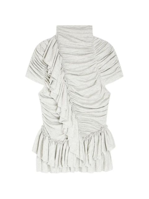 DRIES VAN NOTEN ruffled high-neck top - Grey - zdjęcie produktu nr 1
