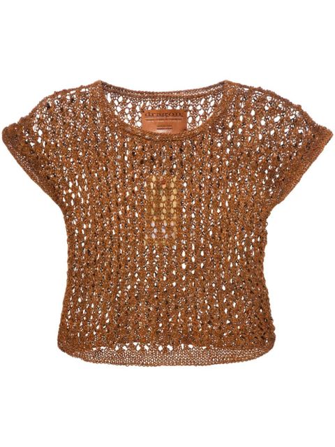 DRAGON DIFFUSION knitted leather top - Brown