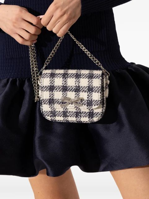 Self-Portrait check bow chain cross body bag - White - zdjęcie produktu nr 2