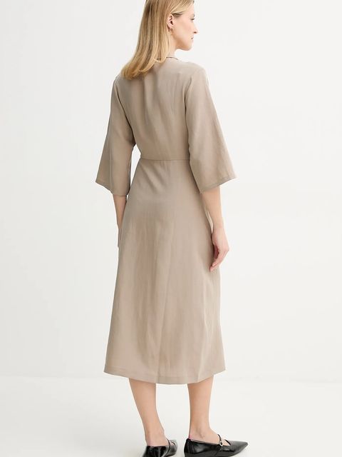 Samsoe Samsoe sukienka z domieszką lnu SAHANI