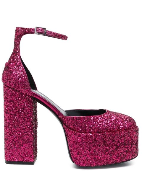 Paris Texas 140mm glitter-embellished platform pumps - Pink - zdjęcie produktu nr 1