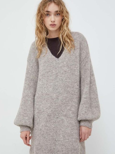 Bruuns Bazaar sweter z domieszką wełny damski kolor beżowy ciepły