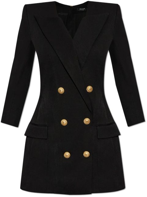 Balmain logo-engraved mini dress - Black