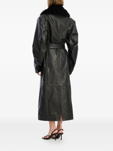 ROTATE BIRGER CHRISTENSEN faux fur-collar leather coat - Black