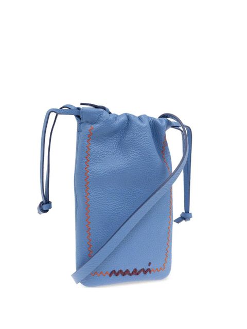 Marni drawstring leather crossbody bag - Blue - zdjęcie produktu nr 2