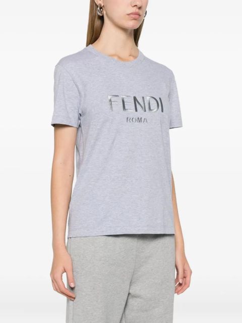 FENDI embroidered-logo T-shirt - Grey