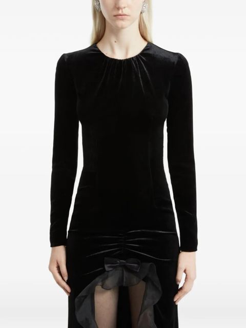 Alessandra Rich ruffled velvet dress - Black