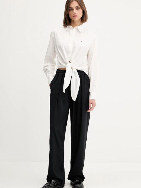 Tommy Jeans koszula bawełniana damska kolor biały relaxed z kołnierzykiem klasycznym DW0DW20990 - zdjęcie produktu nr 2