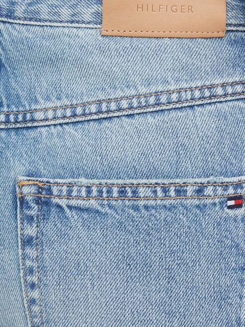 Tommy Hilfiger szorty jeansowe damskie kolor niebieski gładkie high waist WW0WW41326