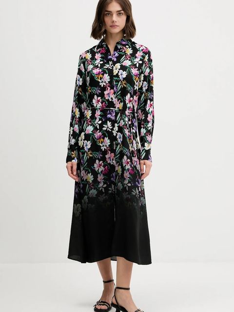 Desigual sukienka CAMISERO ACRIL kolor czarny midi prosta 25WWVW11 - zdjęcie produktu nr 1