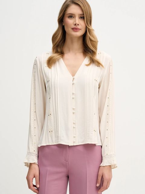 Hoss Intropia koszula damska kolor beżowy regular 6282692 - zdjęcie produktu nr 1