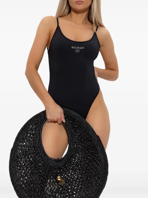 Balmain logo-print swimsuit - Black