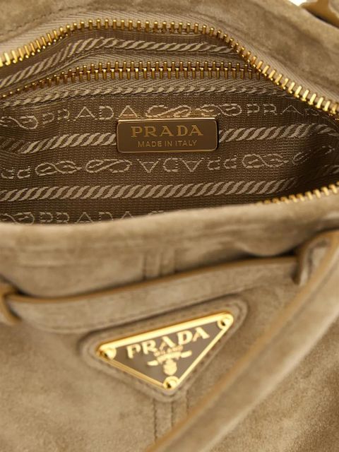 Prada mini Bonnie suede tote bag - Neutrals
