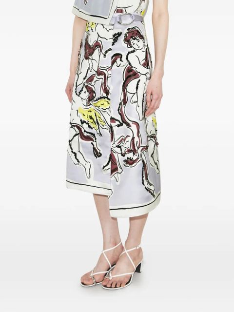 Tory Burch printed satin skirt - Blue
