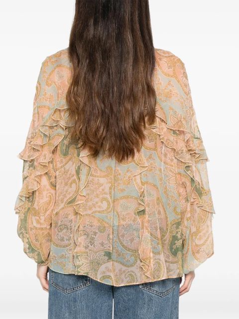 ZIMMERMANN Luna Flutter ruffled paisley blouse - Neutrals