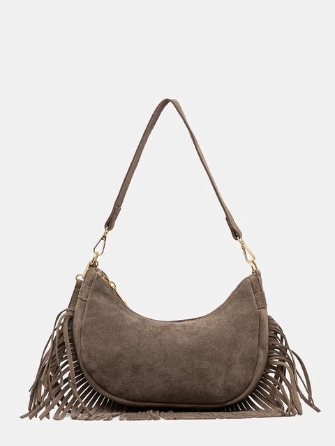 Answear.LAB torebka zamszowa kolor beżowy