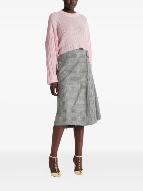 Balmain check-pattern pleated skirt - Grey