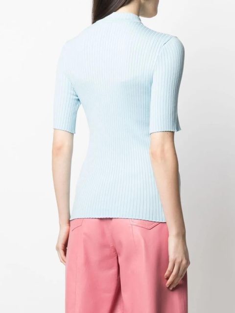 Courrèges logo-embroidered ribbed sweater - Blue