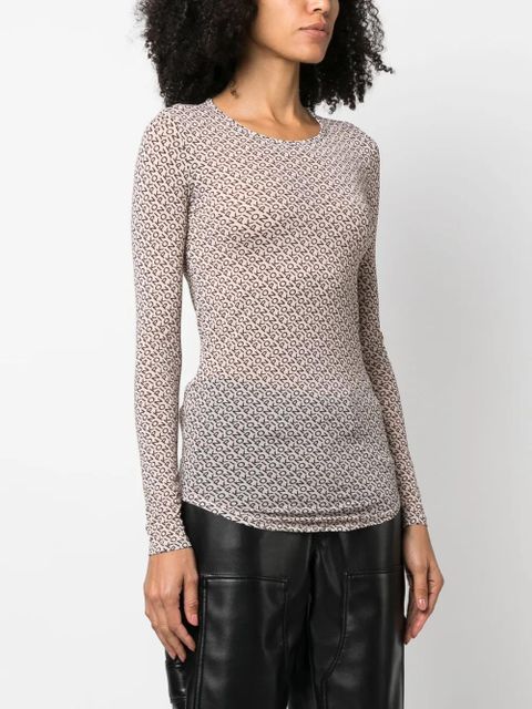 PINKO logo-print semi-sheer sweatshirt - Neutrals