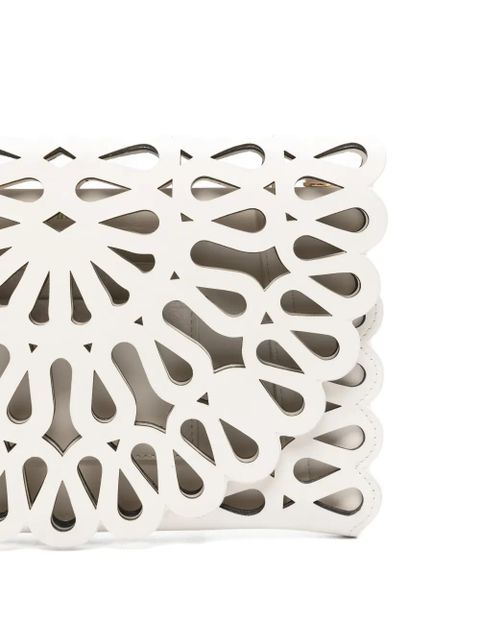 Simkhai laser-cut leather clutch - White