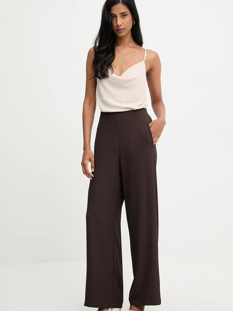 Answear.LAB spodnie damskie kolor brązowy szerokie high waist