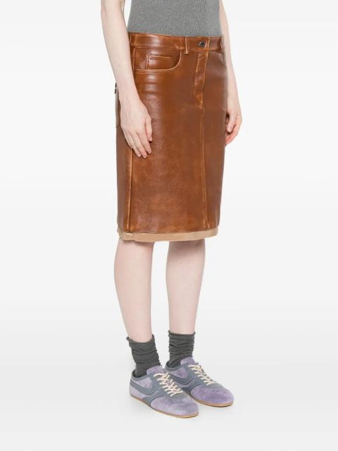 Miu Miu leather midi skirt - Brown