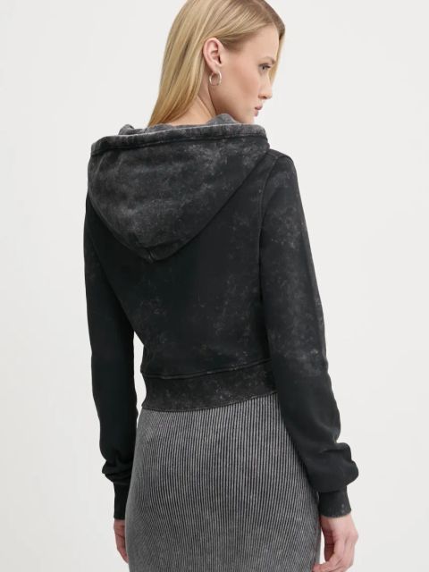 Diesel bluza bawełniana F-SLIMMY-HOOD-P5 SWEAT-SHIRT damska kolor czarny z kapturem wzorzysta A14492.0IPAC