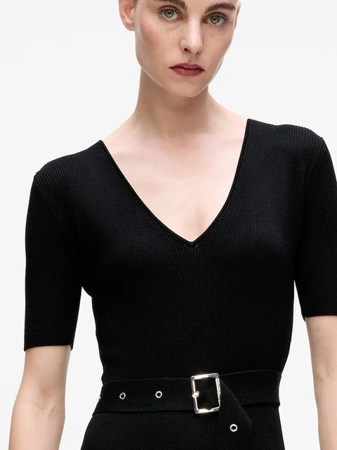 Karl Lagerfeld sukienka kolor czarny midi dopasowana A4W13026