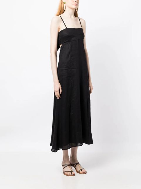 Faithfull the Brand square-neck linen midi dress - Black