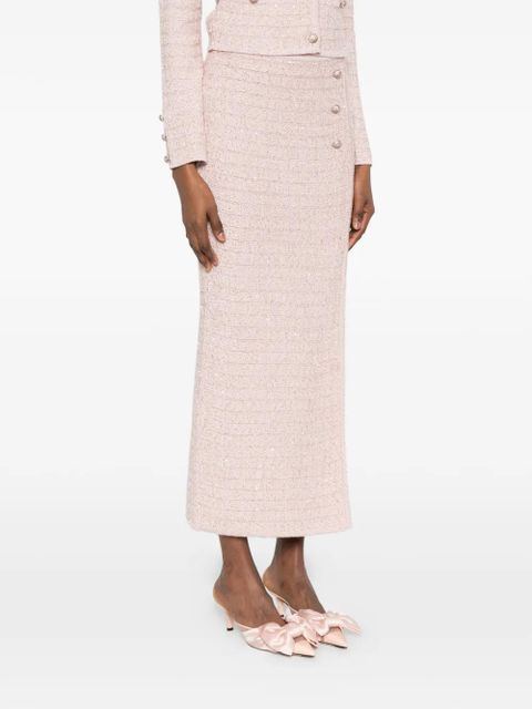 Alessandra Rich button-embellished midi skirt - Pink
