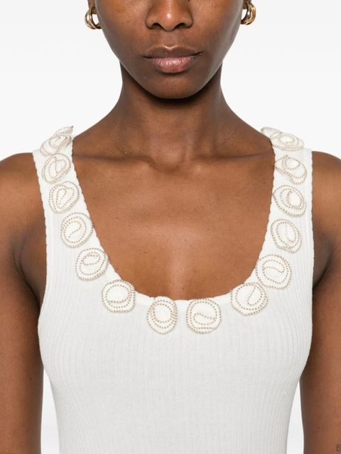 SANDRO floral-appliqué top - White