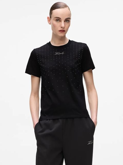 Karl Lagerfeld t-shirt bawełniany damski kolor czarny A4W17050 - zdjęcie produktu nr 1