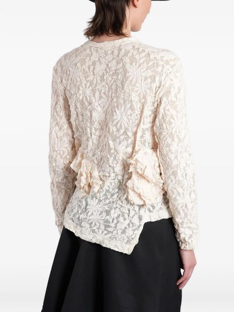 Comme Des Garçons ruffled floral-lace sweater - Neutrals