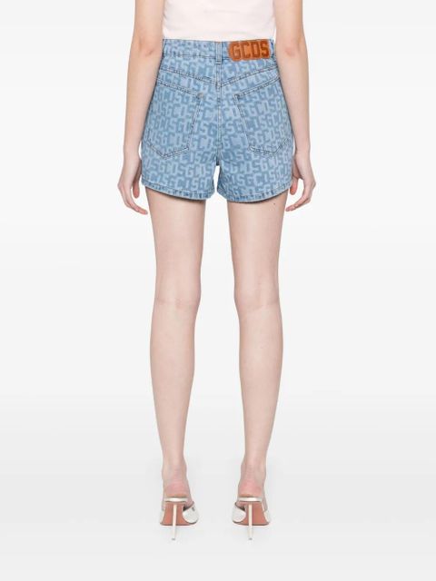 GCDS monogram denim shorts - Blue