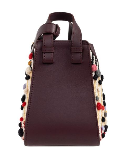 LOEWE Hammock pom-pom leather tote bag - Red