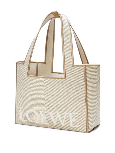LOEWE medium herringbone-pattern tote bag - Neutrals