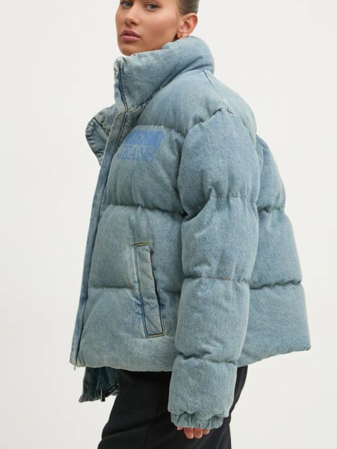 Moschino Jeans kurtka damska kolor niebieski zimowa