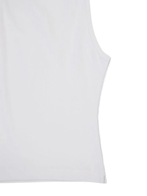 Casablanca ribbed logo-plaque tank top - White