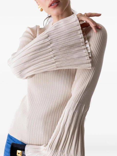 Simkhai Aris pleated bell-sleeve top - Neutrals