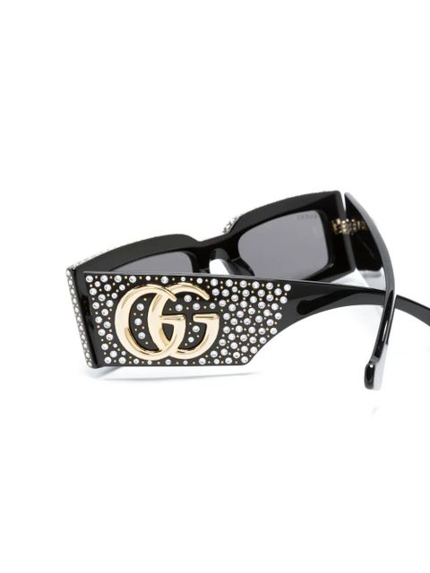 Gucci Eyewear embellished rectangle-frame sunglasses - Black