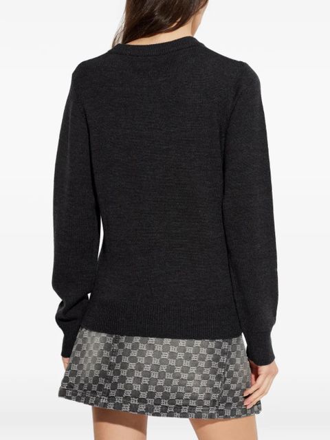 GANNI appliqué crew neck knitwear - Grey