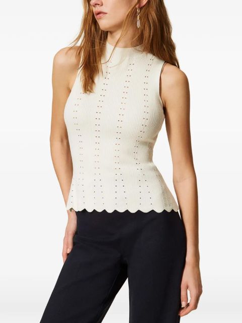 TWINSET mock-neck scalloped-trim top - Neutrals - zdjęcie produktu nr 2
