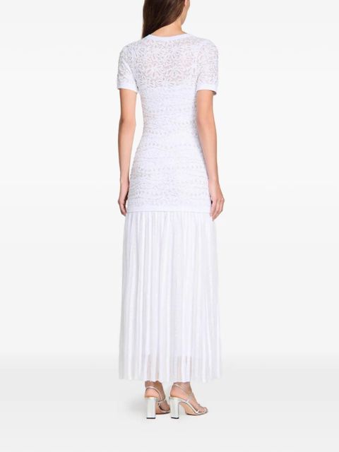 SANDRO textured embellished knitted dress - White